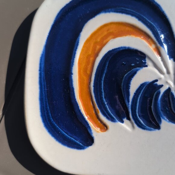 Vintage OWL Bennington Cooperative Pottery Tile Wall Art Trivet XL Vermont MCM - Picture 5 of 7